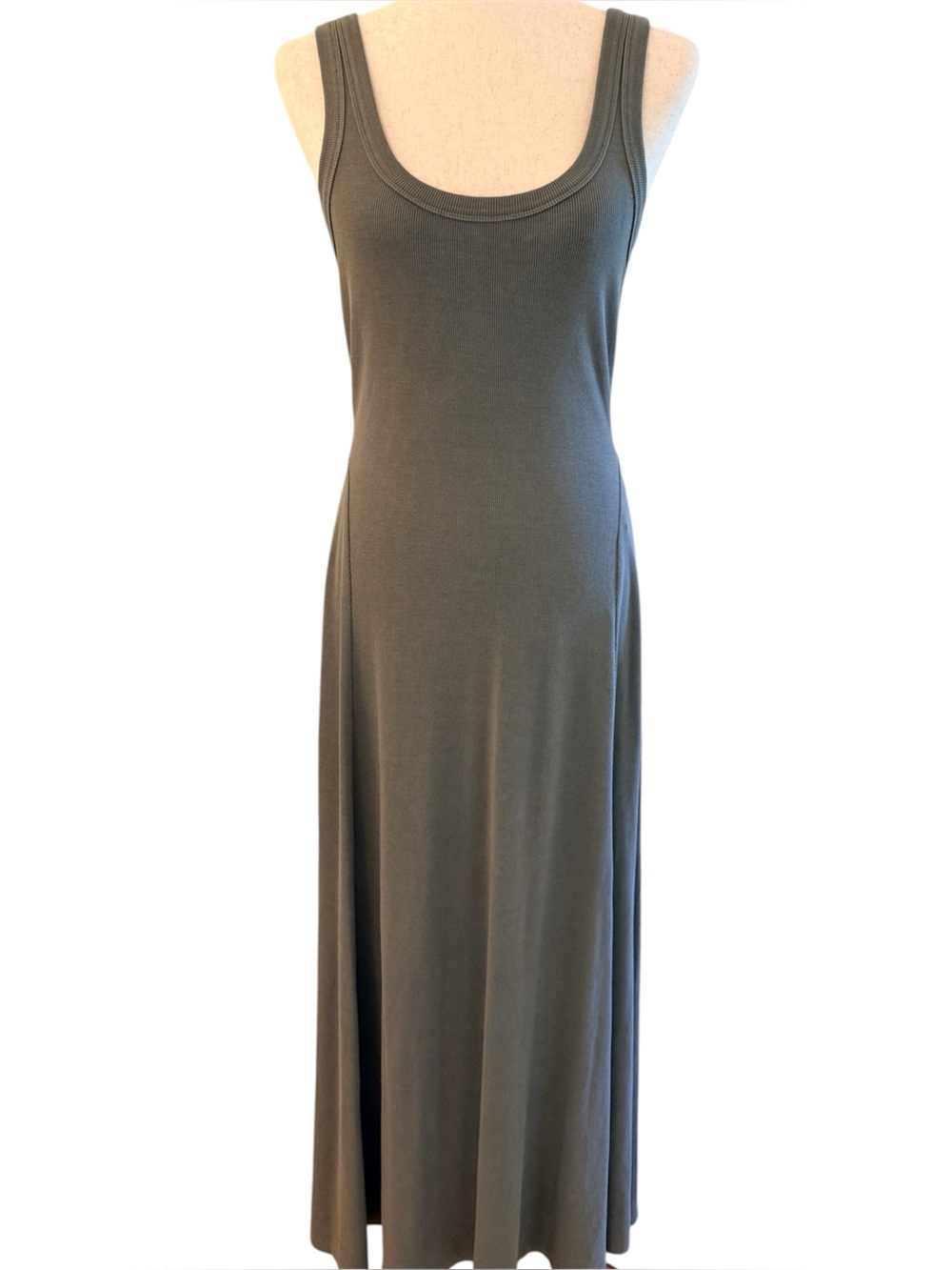 Marine Layer Ribbed Scoop Neck Midi/Maxi Dress Green Size M